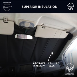 VanEssential Insulated Reflective Blackout Front Windshield Cover Designed for RAM Promaster Van Years 2014 to Current Model - Black Reflective