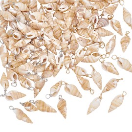 AHANDMAKER 100Pcs Shell Pendants 2 Colors Spiral Seashells Natural Shell Charm Seashells Pendant with Copper Wire Loops for Jewelry Making Earring Necklace Bracele DIY Craft Supplies 6x7mm