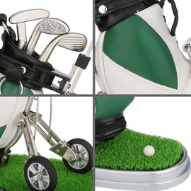 10L0L Golf Pen Holder with 3 Pieces Golf Club Pens Set Unique Golf Golf Desk Decor Gifts Souvenirs for Men - Green + White