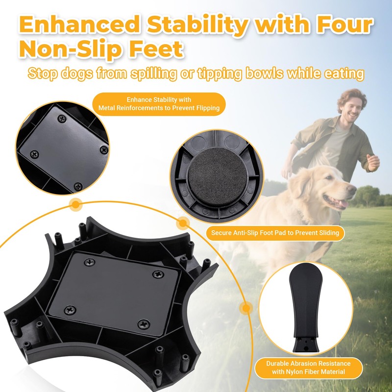 Elevated Slow Feeder Dog Bowl Adjustable Stand,Tilted ABS Base,Fits 5.5-9.5"