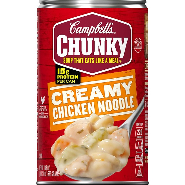 Campbell's Chunky Soup, Creamy Chicken Noodle Soup, 18.8 Ounce Can (12 Pack)