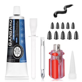 Ganbaro 50 ml Tyre Repair Glue, Black Tyre Glue, 10pcs Rubber Glue for Tyres Nails for Sidewall Bonding or Air Leakage of Tires, Tire Nail Repair Kit Glue Suitable for Motorcycle, Car, Bicycle