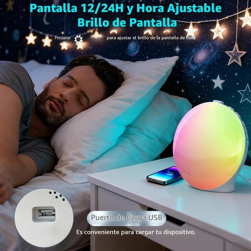 Despertador con Simulación de Amanecer YEXAOEKG VTYKJ y Doble Alarma