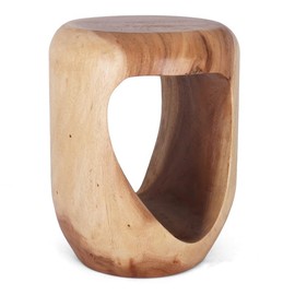 Rutledge & King Naples Wood End Table - Small Round Side Table - Suar Wood Side Table - Round Nightstand/Small Accent Table - Round End Tables Living Room - Wooden Side Table