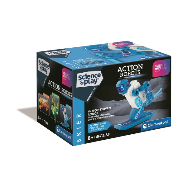 Clementoni Science&Play Action Robot Sports Skier, STEM Kit to Assemble,