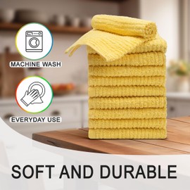 Textila Bar Mop Towels 12x12 Inch – Yellow – Pack of 10, Cotton Dish Cloths & Cleaning Towels for Kitchen, Bar, Restaurant, Household Use – Absorbent, Durable, Reusable