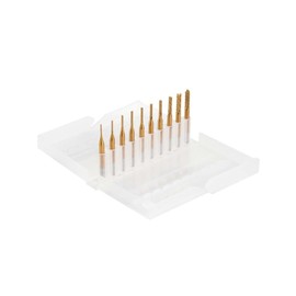 Samcos End Mill Set Titanium Coated CNC Milling Cutter Carbide Carving Drill Bit PCB Precision Machining Polishing Set of 10 (0.8-3.175 mm)
