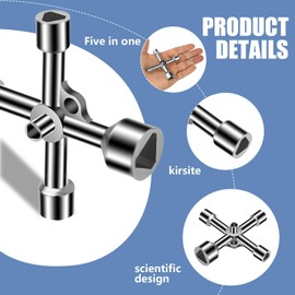 Kotkiddy 4 Way 5 Size Inner Dimensions 5 mm/8 mm/9 mm/10 mm/13 mm Triangular Key Utilities Key for Electric Box Gas Water Electricity Meter Box Cabinet Key Triangular Silver
