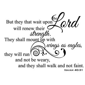 Newclew But They That Wait Upon The Lord Will Renew Their Strength. They Shall Mount up with Wings as Eagles They Will not be Weary - Isaiah 40:31 Removable Wall Sticker Décor Decal (22''W x 16''H)