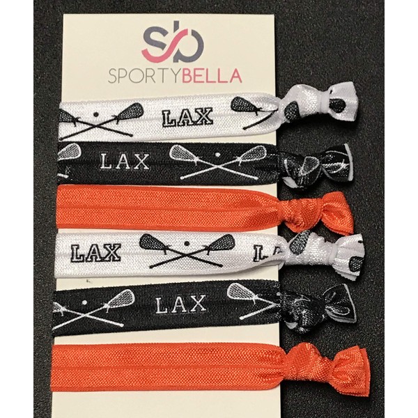 Infinity Collection Lacrosse Hair Accessories, Lacrosse Hair Ties, No Crease Lacrosse Hair Elastics Set (Orange)