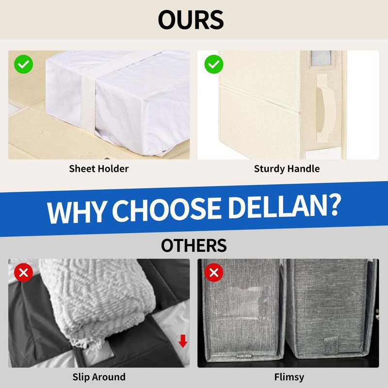 DELLAN Bed Sheet Organizer, Linen Closet Organizers and Storage, Foldable