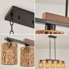 Feohak Boho Dining Room Light Fixture, 5-Light Rattan Chandelier, Farmhouse
