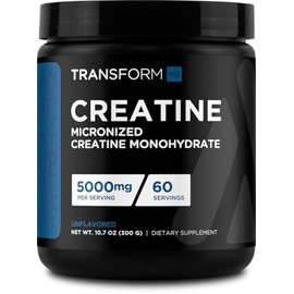 TransformHQ- Monohidrato de Creatina en Polvo (60 Porciones) Sin Sabor 5000mg Por Porción