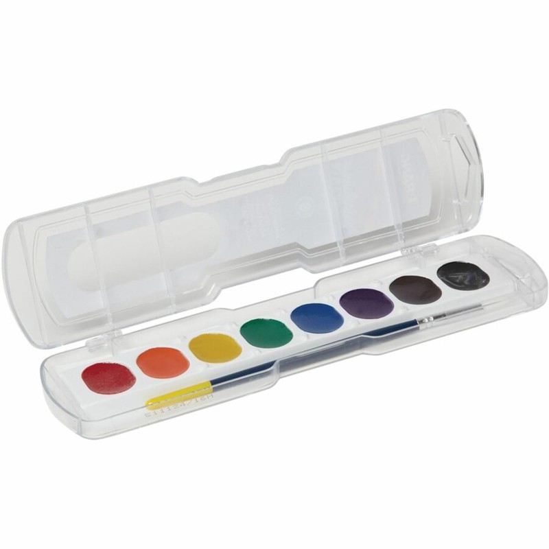 Prang® Washable Watercolors 8-Color Set With Brush, Assorted Colors