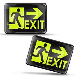 SkinoEu 2 x 3D Gel Emergency Exit Sign Green Route Symbol Safety Marking Exit Stickers for Gate Door Wall KS 49