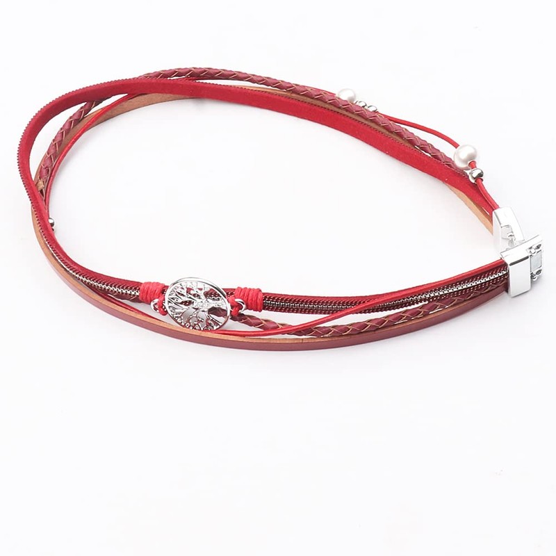 KSQS Tree Of Life Leather Multi-Layer Wraps Bracelet, Boho Wide