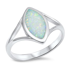 White Simulated Opal Large Unique Filigree Ring .925 Sterling Silver Band Size 10