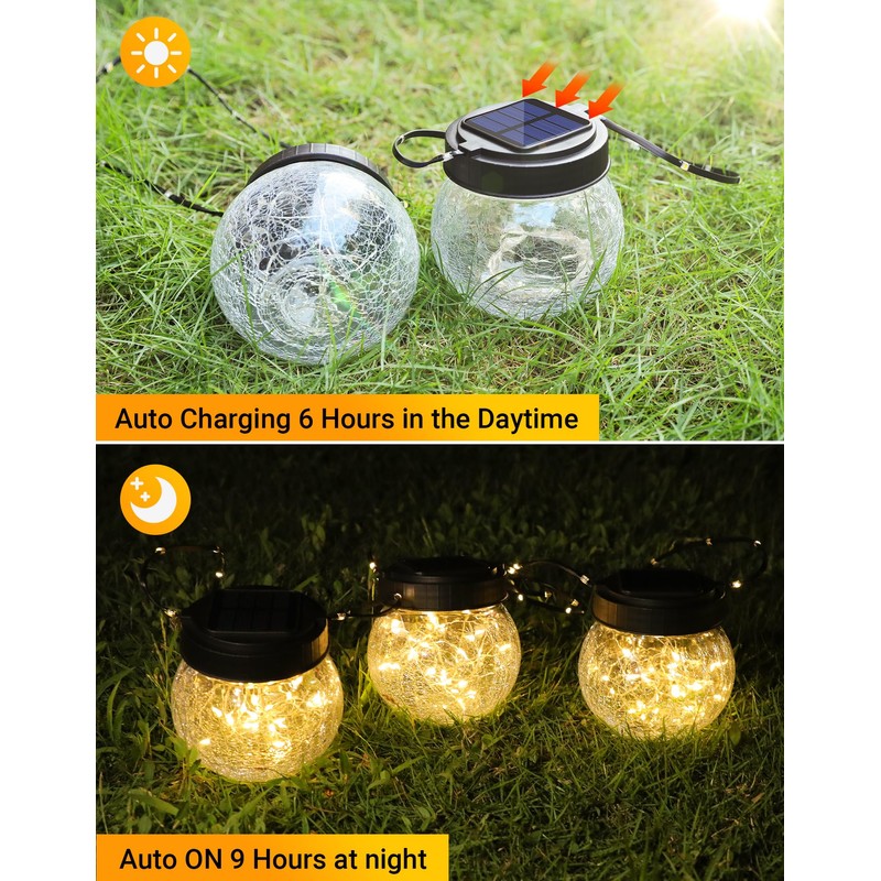 PARTPHONER Solar Lanterns Solar Lights Outdoor Waterproof 18-Pack, Solar Powered