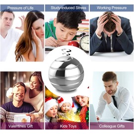 DBlosp Kinetic Desk Toys,Full Body Optical Illusion Spinner Ball,Gifts for Men,Women,Kids 1.5 Size (Silver)