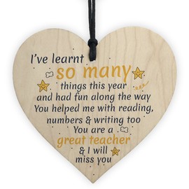 RED OCEAN Gifts For Women Thank You Teacher Leaving Gift For Her Nursery Wooden Heart Plaque Childminder Friend