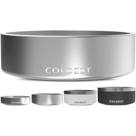 Coldest Dog Bowl - Anti Rust Metal, Non Slip, 3 Layers Insulated Stainless Steel Dog Bowls - Spill Proof & Heavy Duty - Water Bowl for Dogs, Cats, Dish Washer Safe (42 oz, Polished Stainless Steel)