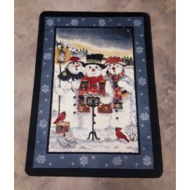 Rugs and Tiles Christmas Merry Minstrels Carolling Snowmen Area Rug  Approx 3" x 4" Made in USA