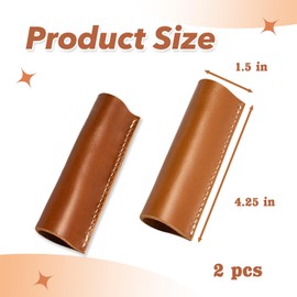 2 Pcs Full Grain Leather Handle Covers,Heat-Resistant Handle Cover for Carbon Steel Griddle and Grill Press​, Elegant and Durable