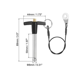 PATIKIL T Handle Lock Pins 5/16 x 1.97 (8 x 50mm), Quick Release Pin 304 Stainless Steel Safety Locating Pins with Push Button 25 cm Lanyard Cable