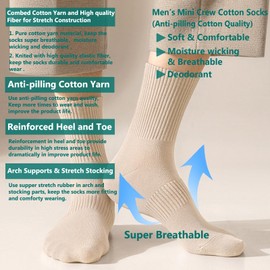 MAGIARTE Mens Mini Crew Above Ankle Pure Cotton Athletic Casual Multicolor Running Socks for men 6 Pack(Color#08L)