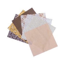 Operitacx 7pcs Handmade Cotton Fabric Bundle Pre-Cut Quilting Squares Coffee Plain Weave for Sewing Crafting for Dolls Decorations and Patchwork Projects
