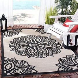 Safavieh Courtyard Collection CY6139 Indoor/ Outdoor Area Rug, 5'3" x 7'7", Beige / Black