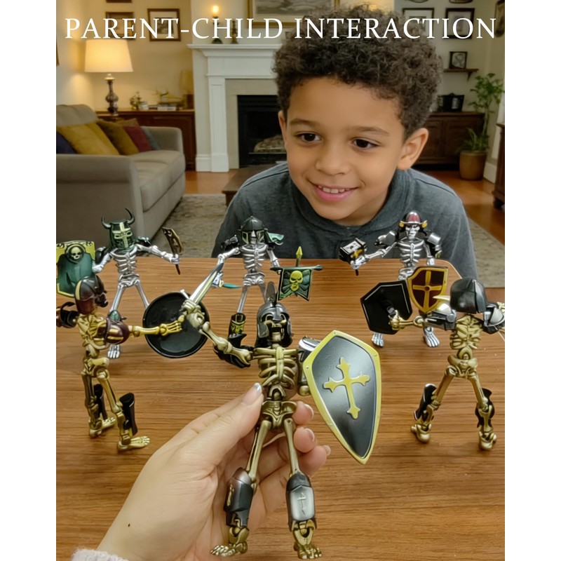 MIKILOWUHA T13 Skeleton Action Figures 6 Pack, Gold & Silver