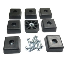 8 Large Square Rubber Feet Foot Bumpers w/Stainless Screws - .590 H X 1.500 W - Made in USA - Heavy Duty, Non Marking for Furniture, Tables, Chairs, Desks, Benches, Sofas, Chests, & Other Items.