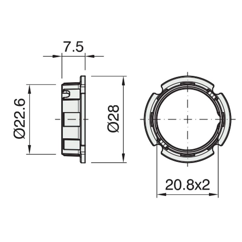 Palme Technik Screw Ring PPS d.28 x 7.5 White Thread