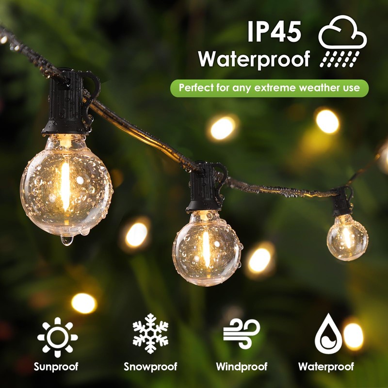 Mlambert 300Ft(3x100Ft) LED Outdoor String Lights Dimmable Waterproof G40 Globe