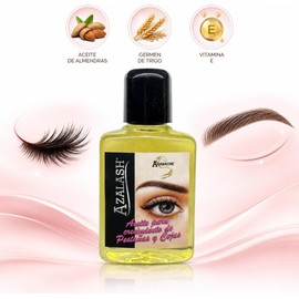 Azalash Azabache Aceite para Crecimiento de Pestañas y Cejas 15 ml Vitamina E, Almendras y Germen de Trigo Desmaquillante Natural