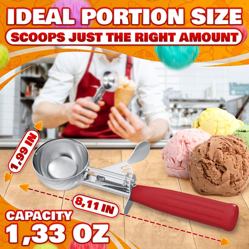 1.33oz Ice Cream Scoop with Trigger #24 - Stainless Steel