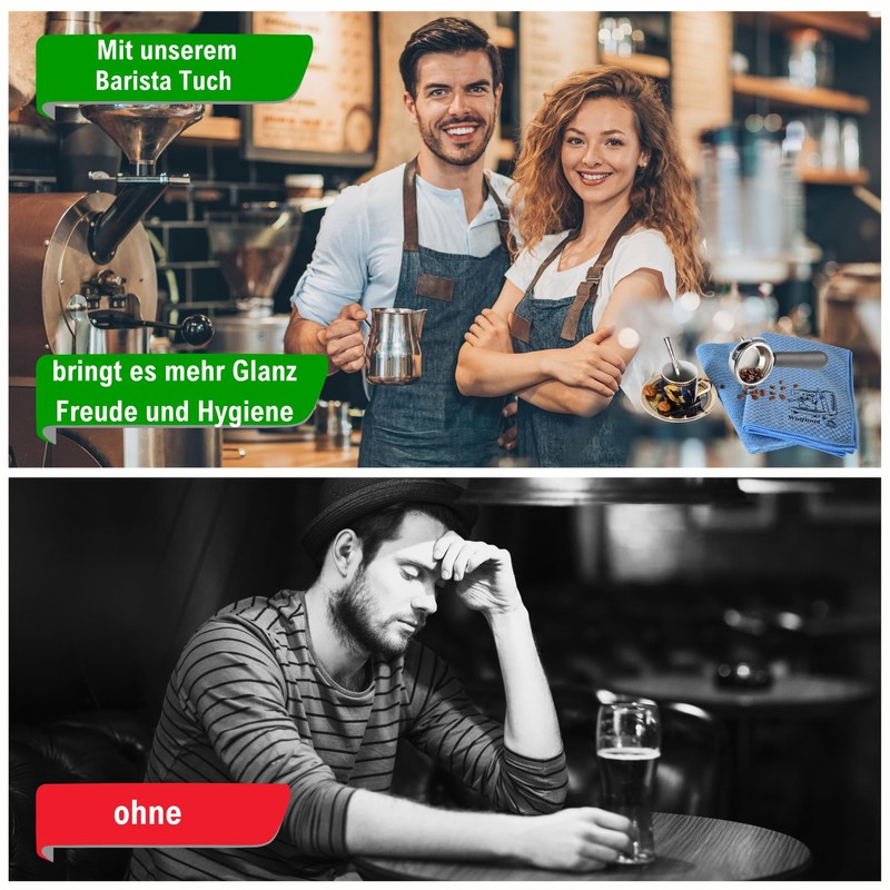 Walfinus 2 Stück XXL Microfasertücher Barista Tücher für Siebträgermaschinen Dampflanze