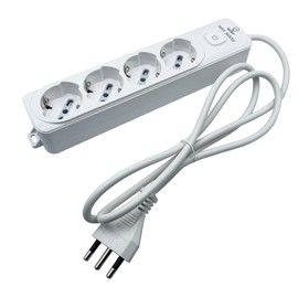Wiby Power Strip with 4 Sockets (Schuko 10 A) Cable 1.5 m with Italian Plug 10 A Max Power 2300 W