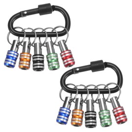 sourcing map 10PCS 1/4 Inch Hex Shank Aluminum Alloy Screwdriver Bits Holder Extension Bar Drill Screw Adapter Quick Change Keychain Portable with Black Buckle