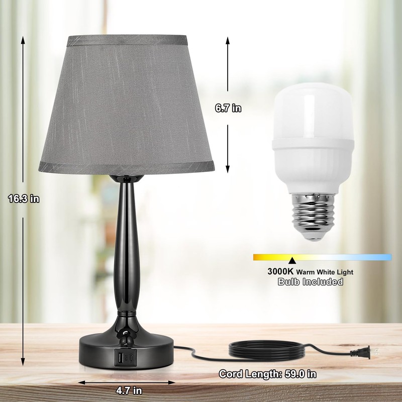 Kakanuo Touch Table Lamp for Bedroom, Small Bedside Lamp with