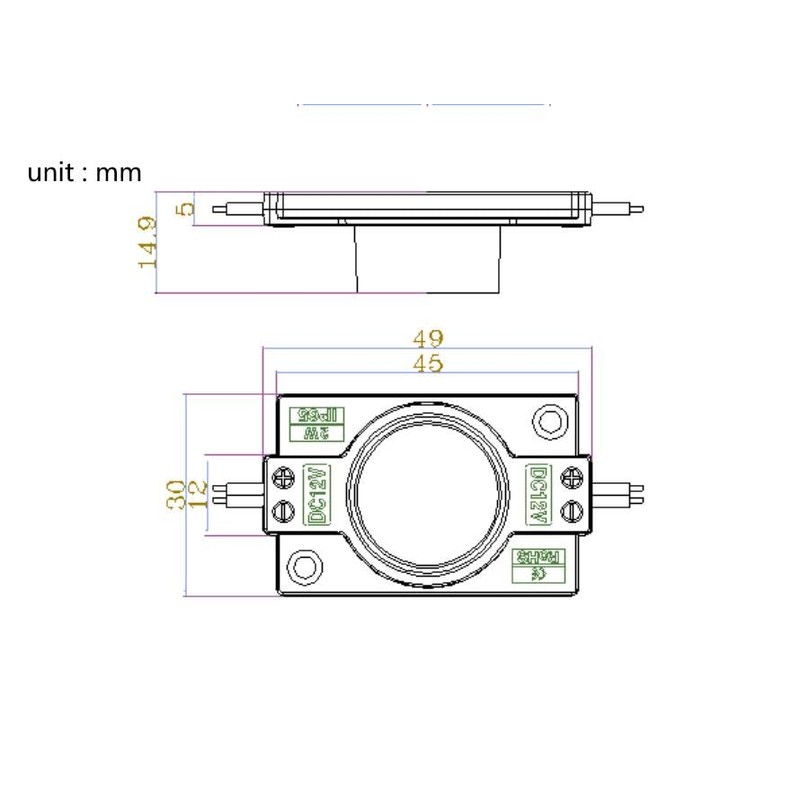 Blue 12V LED Module with Lens 2.0W for Light Box