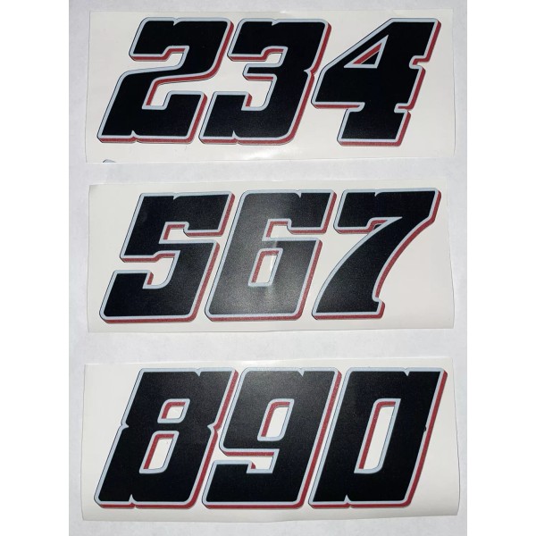 Unbranded Matte Black-w/ White Outline Red Shadow #2-9, 0 Racing