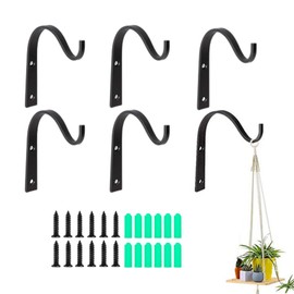 XZJMY Hanging Plant Bracket Hanging Basket Hooks Rustic Iron Wall Hooks Decorative Wall Plant Hanger for Hanging Bird Feeders, Wind Chimes, Flower Baskets,Lanterns,Indoor/Outdoor Use (Black, 3")