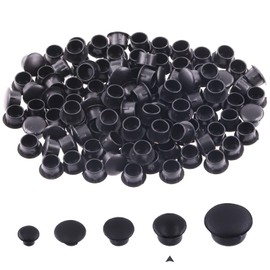 Swpeet - Juego de 300 tapones de plástico negro de 3/8 pulgadas - 10 mm, tapas de tornillo, tapones de agujero tipo empotrado, tapones de panel de tubo de bloqueo