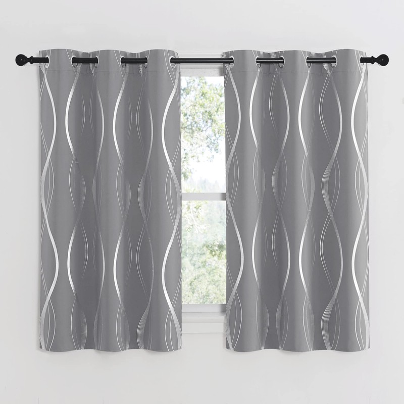 NICETOWN Kitchen Blackout Curtain Panels, Silver Grey, Set of 2,