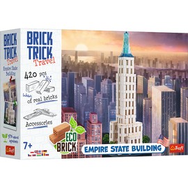 Brick Trick Trefl Travel: Empire State Building - Building with Brick Travel, New York City, EKO Brick Blocks, 420 Bricks, Reusable, Creative Set for Children Aged 7 +