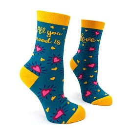 Fabdaz All You Need Is Love Novelty Crew Socks for Women