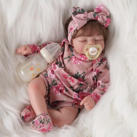 BABESIDE Lifelike Reborn Baby Dolls Girl - 17-Inch Soft Body Realistic-Newborn Baby Doll Sweet Sleeping Baby Real Life Baby Dolls with Accessories for 3+ Year Old Girls Gifts, Pretend Play, Collection