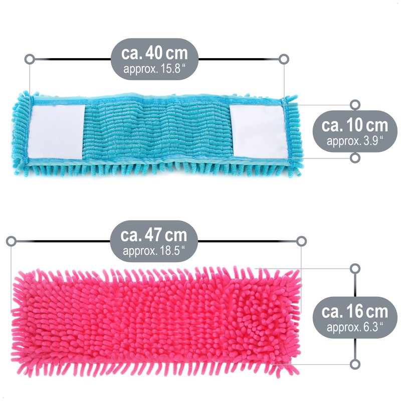 COM-FOUR ® [Set of 4 Floor Mop – Microfibre Chenille (Blue/Pink/Yellow/Neon Green)